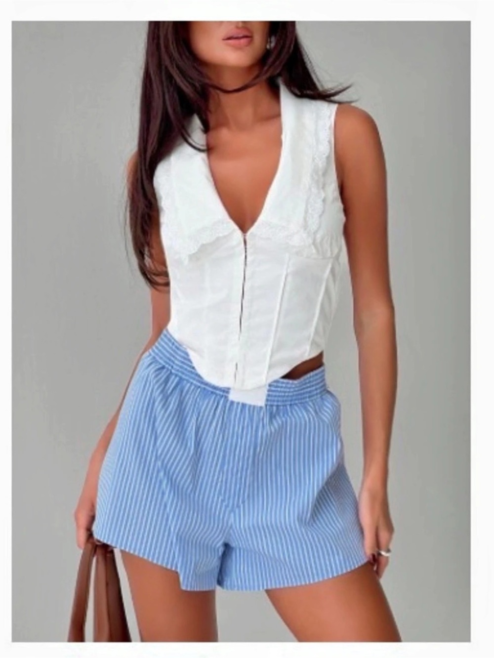 White Lace-Trim Crop Top